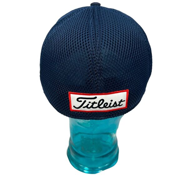 Titleist X FootJoy Pro V1 Golf Hat Cap L XL Stretch Mesh 6 Panel FJ Navy Blue - Picture 2 of 7